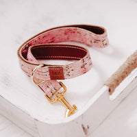 Pink Leather Hands Free Leash Set