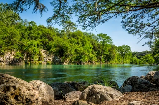 Guadalupe river with scenic rocks and nature