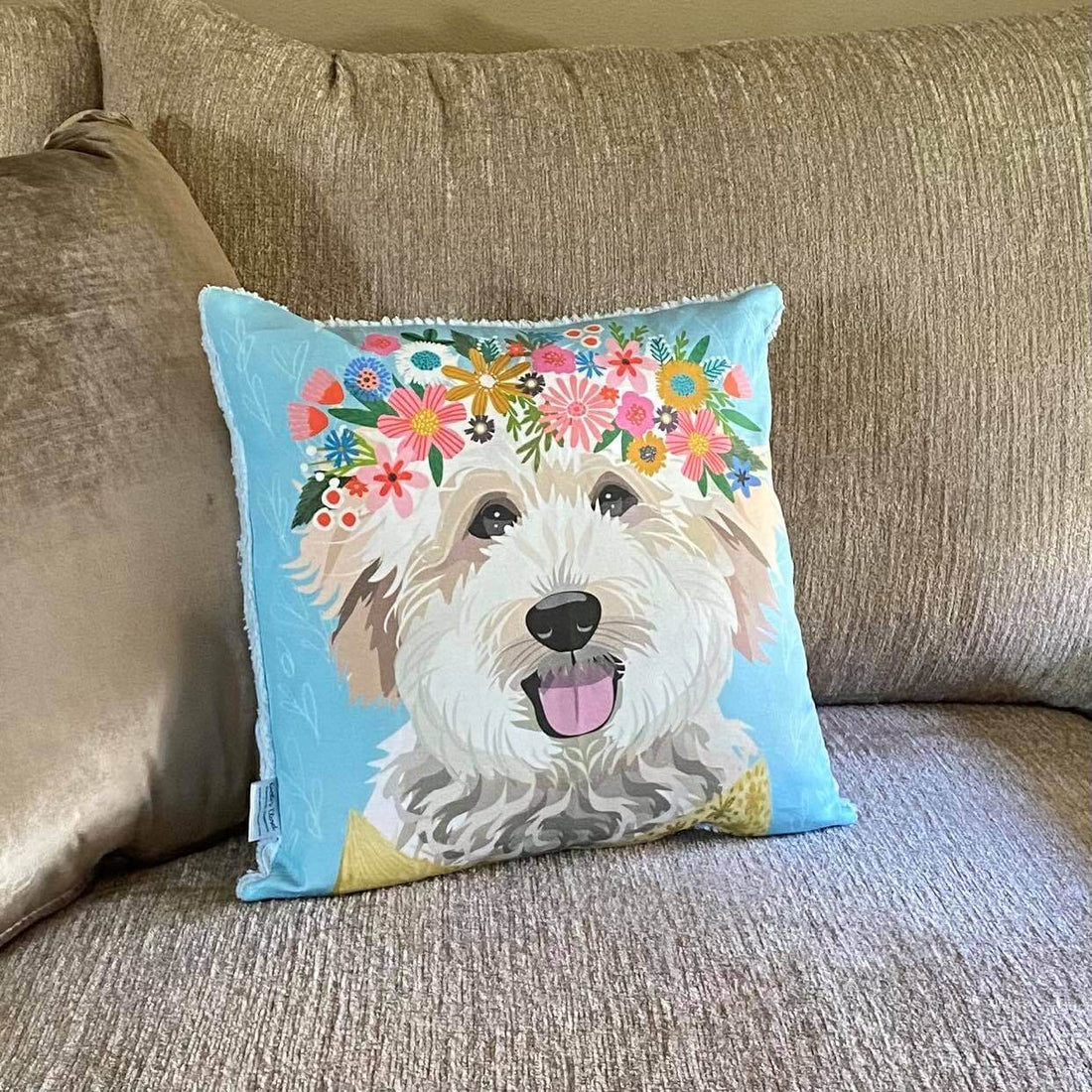 Goldendoodle christmas pillow sale