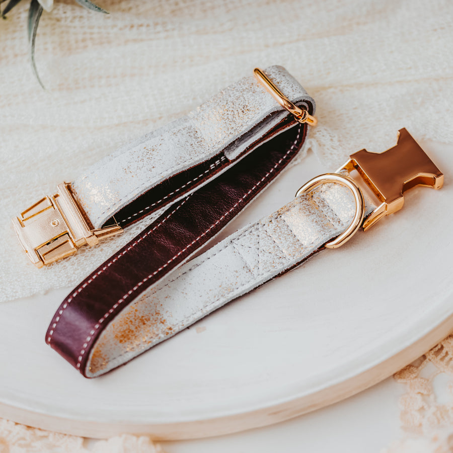 The Snow White Cowhide Leather Collar