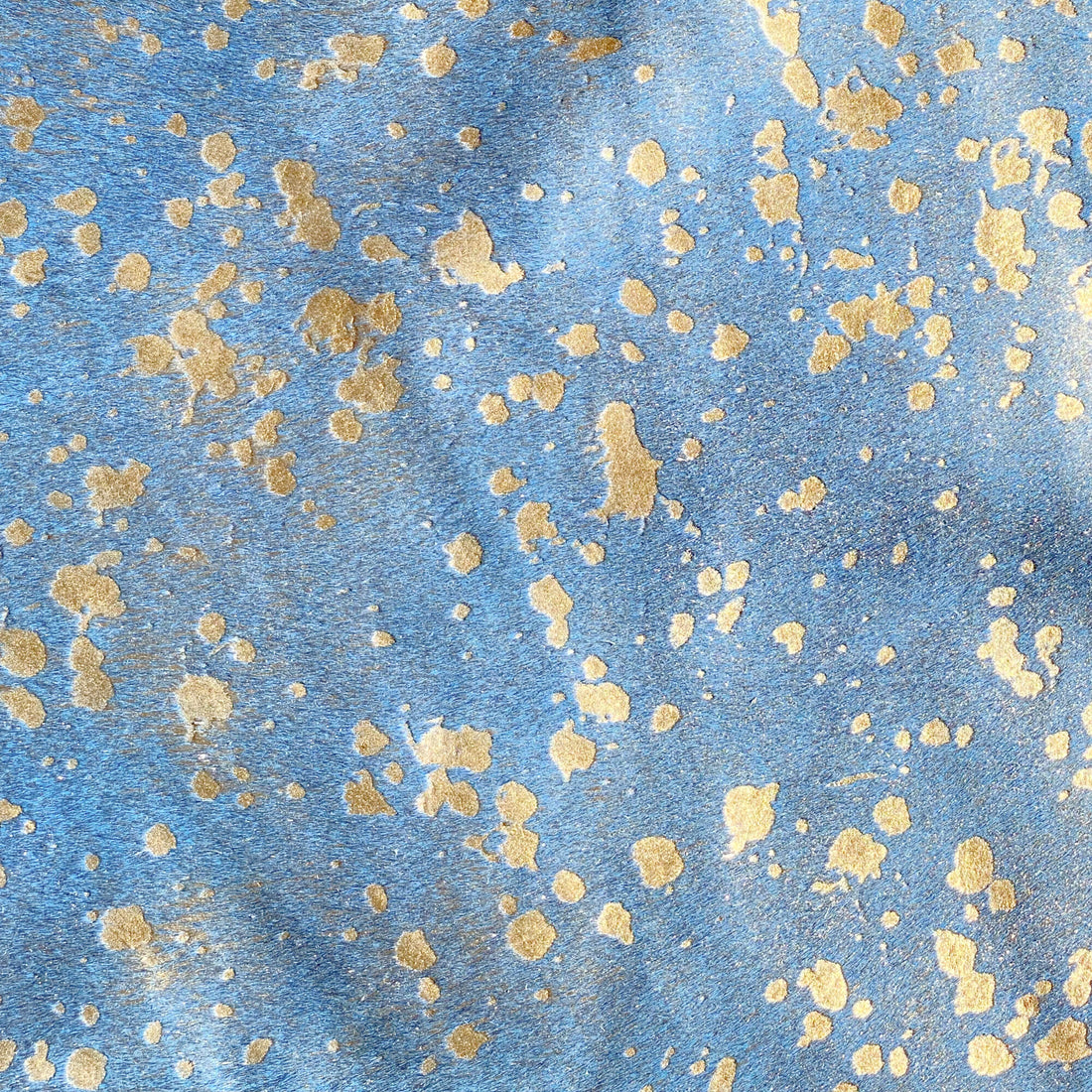 Luna Cowhide Blue and Gold Collar and Leash - Dacus Doodles