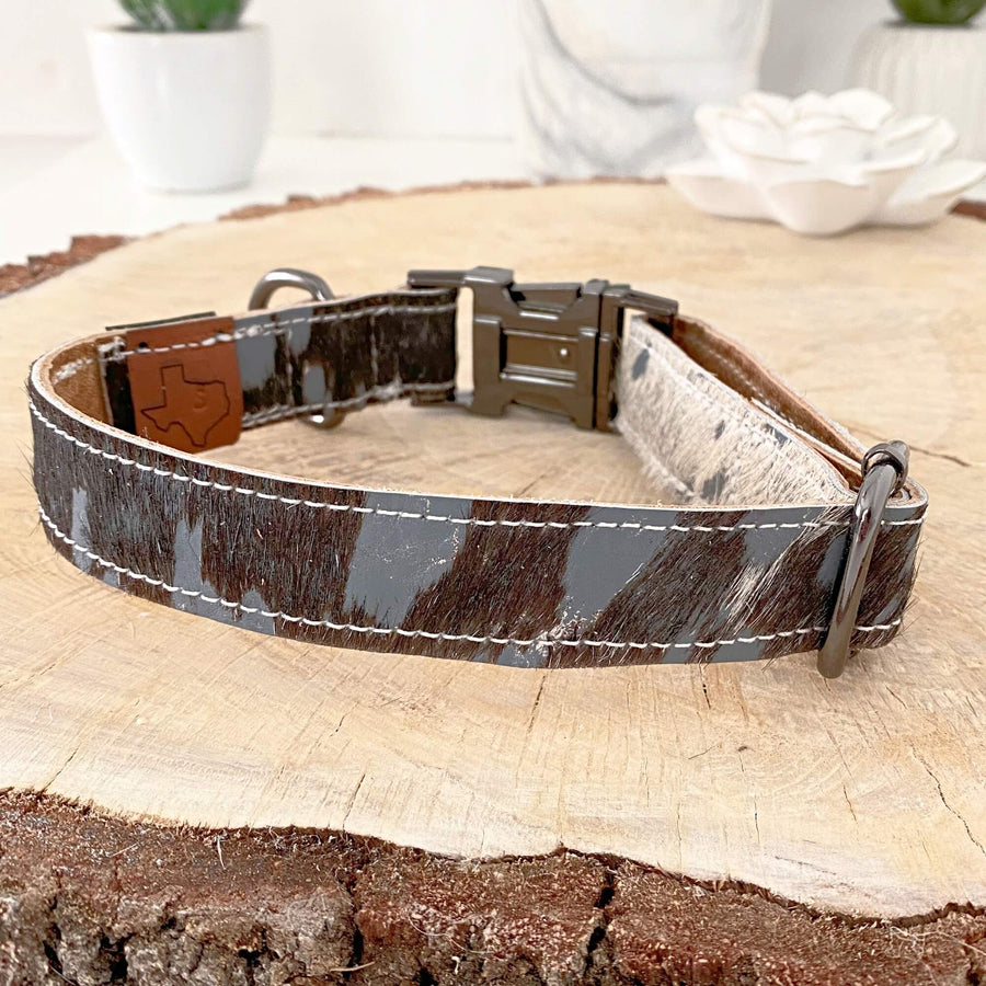 black leather dog collar made by dacus doodles