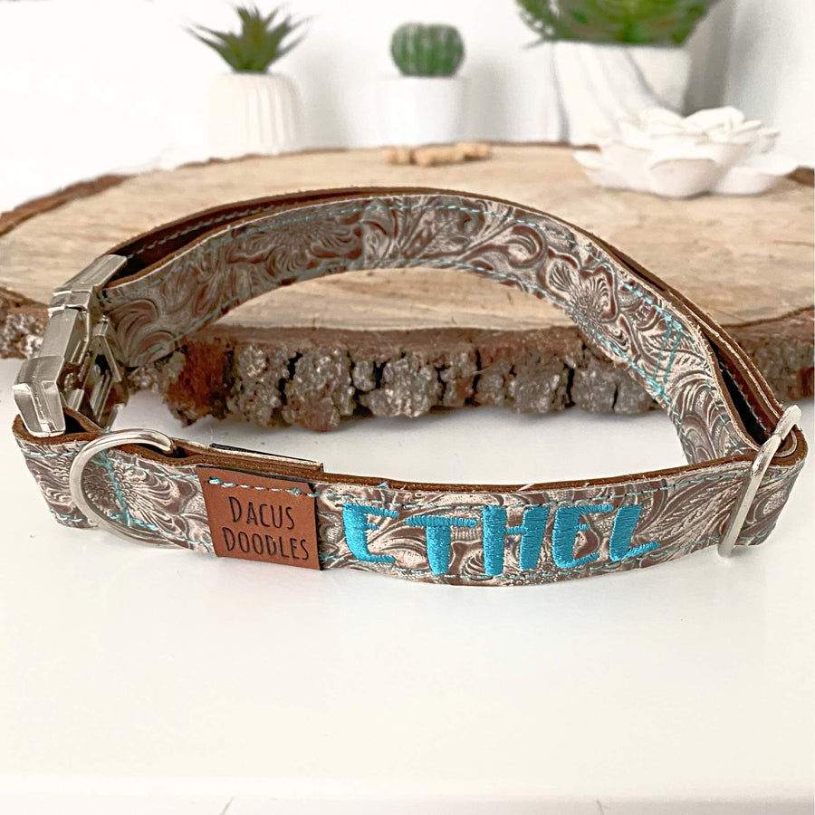 embossed leather dog collar - Dacus Doodles