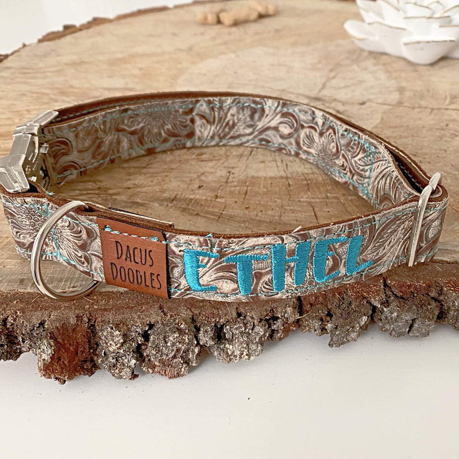 cowhide leather dog collar - Dacus Doodles