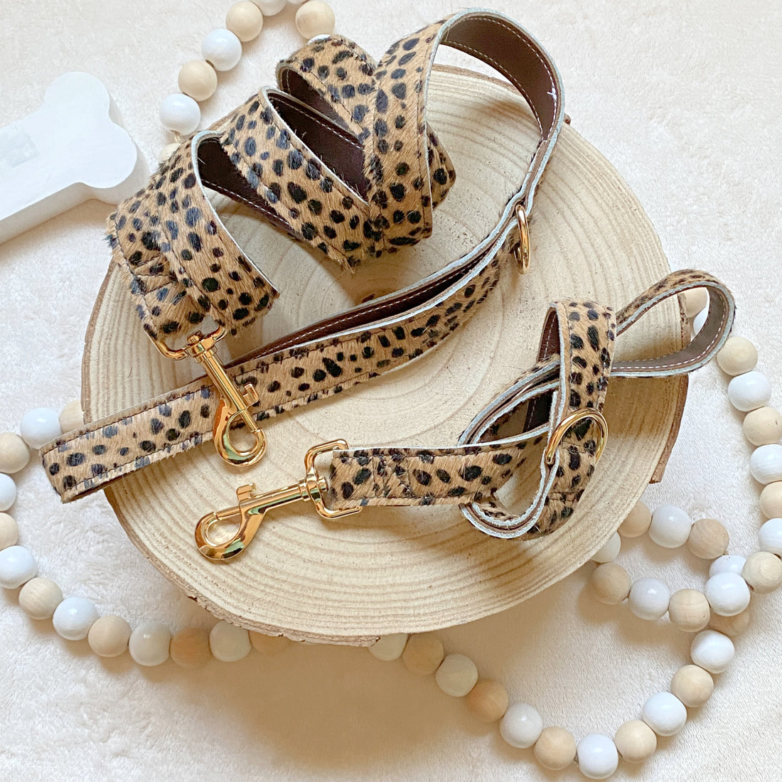 leather dog leash set made by dacus doodles