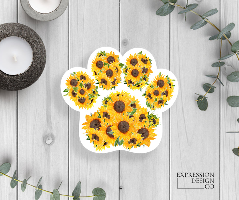 Sunflower Paw Print Sticker