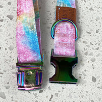 watercolor dog collar with metal quick release buckle Dacus Doodles